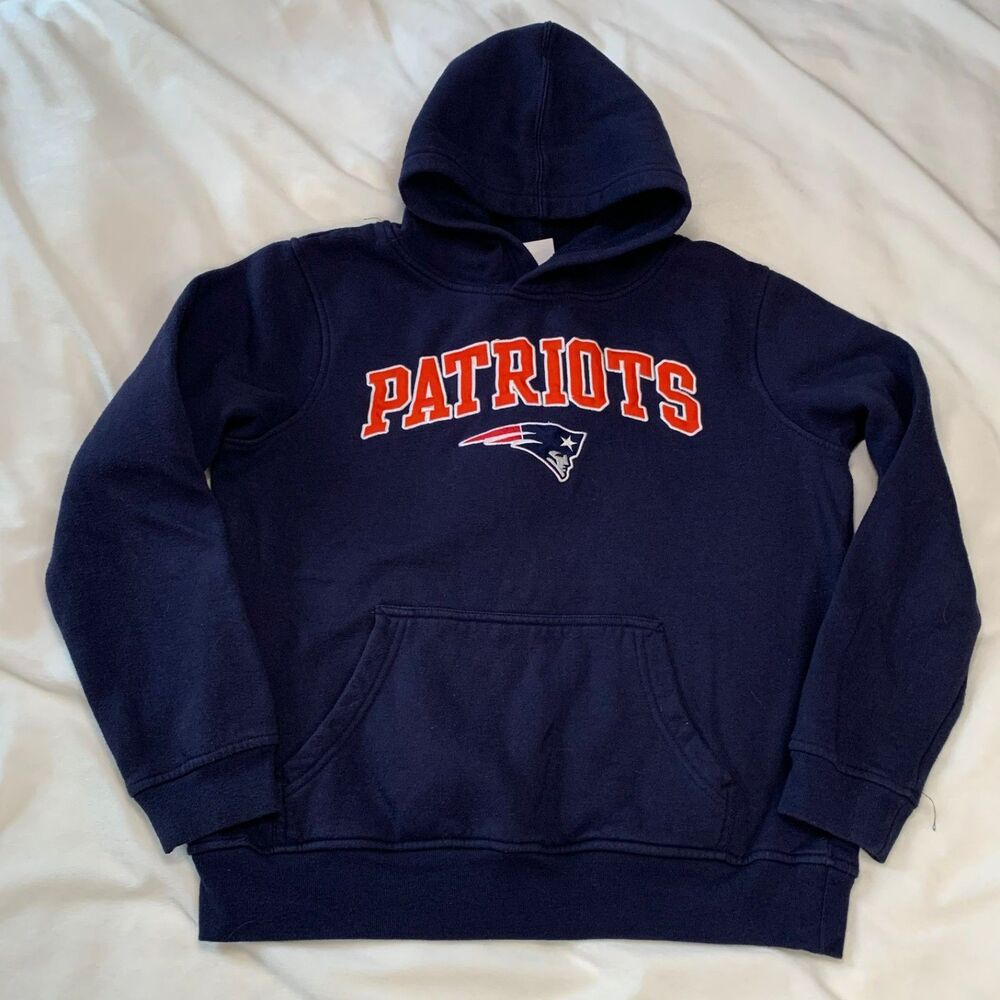 Vintage New England Patriots Youth L 14-16 Pullover Hooded Sweatshirt NFL Boy